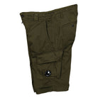 C.P. Company Stretch Sateen Cargo Shorts Ivy Green Shorts Close-up | Overkill