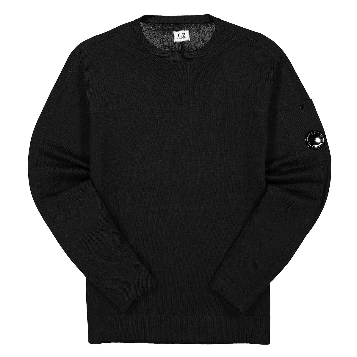 C.P. Company Sea Island Crew Neck Knit Black Sweatshirts 12CMKN128A-004037A 999 | Overkill