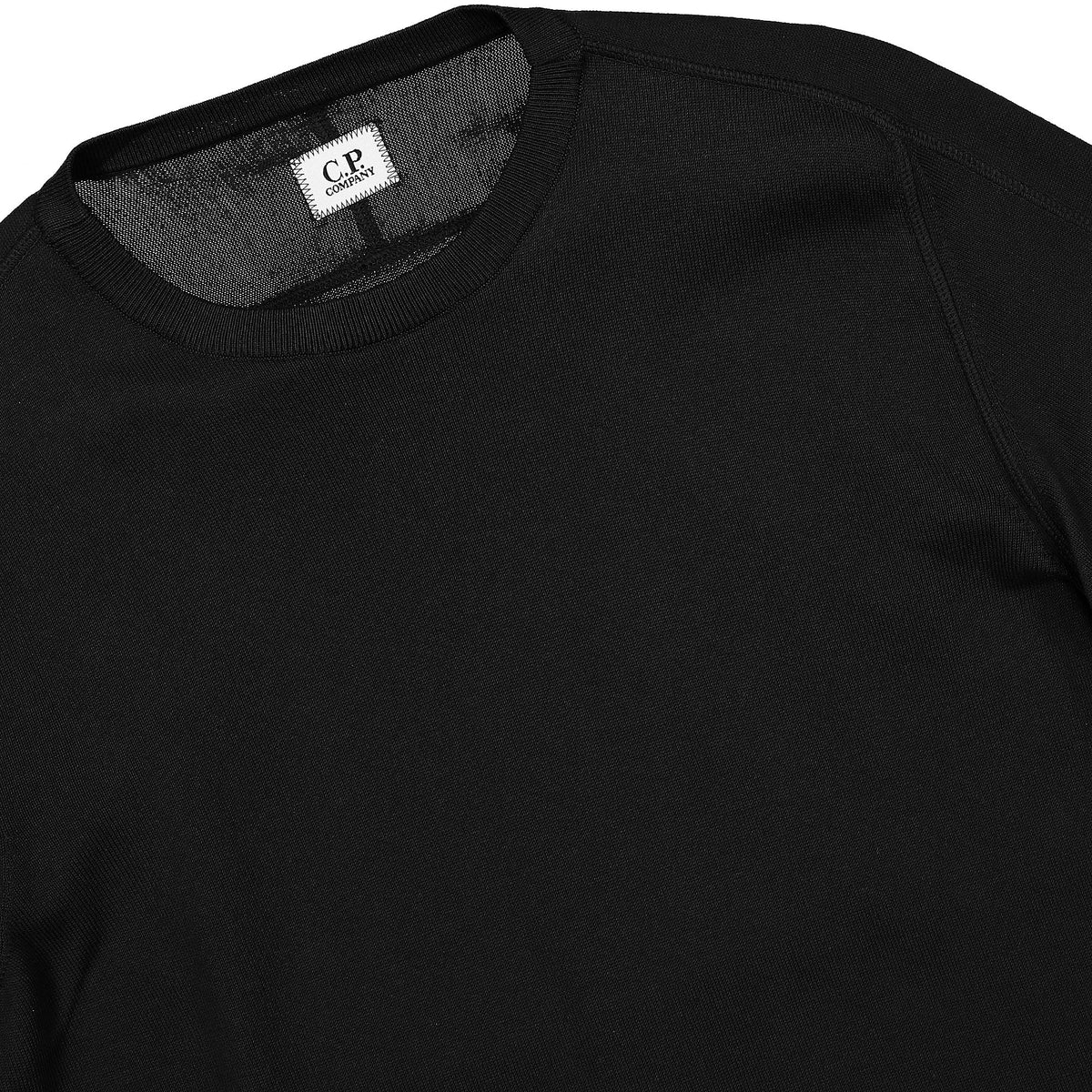 C.P. Company Sea Island Crew Neck Knit Black Sweatshirts Close-up | Overkill