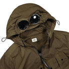C.P. Company Chrome-R Detachable Goggle Hood Overshirt Ivy Green Windbreaker Close-up | Overkill