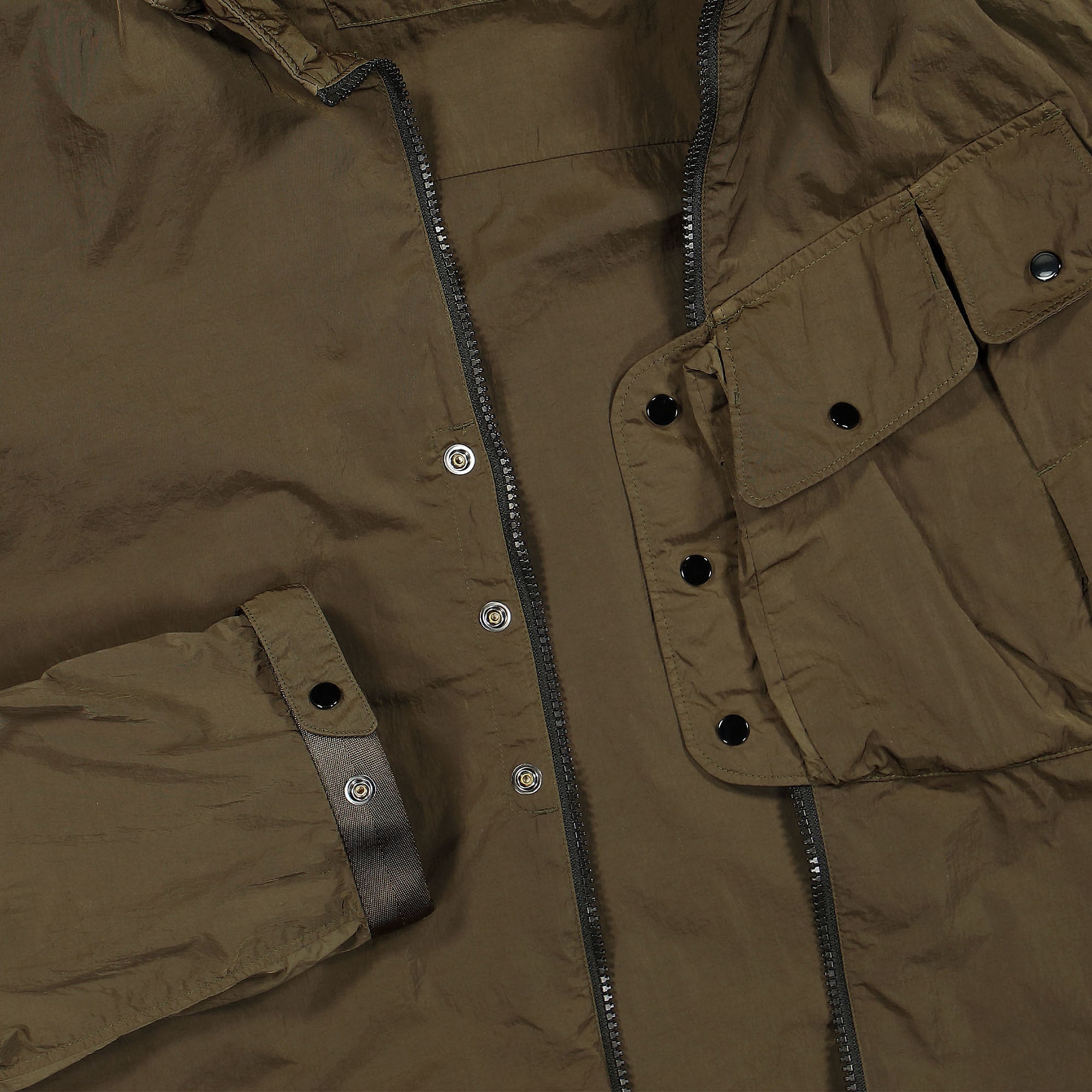 C.P. Company Chrome-R Detachable Goggle Hood Overshirt Ivy Green Windbreaker Detailfoto | Overkill