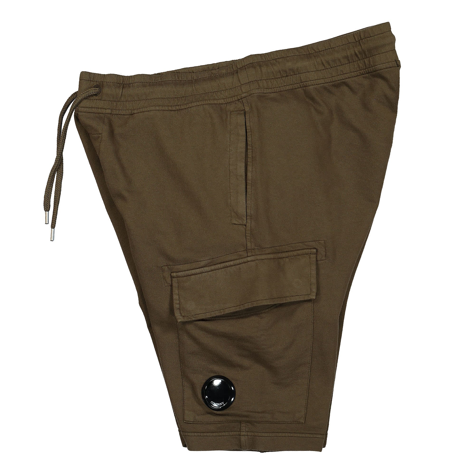 C.P. Company Light Fleece Cargo Shorts Ivy Green Shorts Close-up | Overkill
