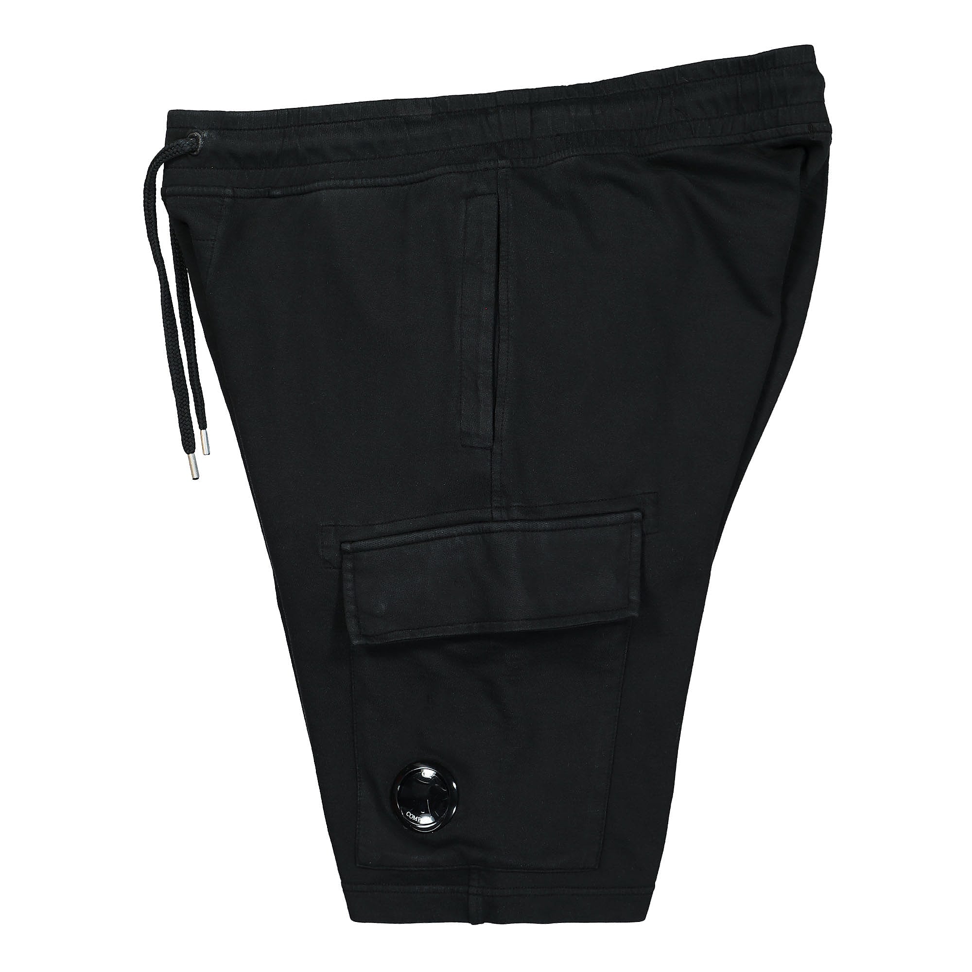 C.P. Company Light Fleece Cargo Shorts Black Shorts Close-up | Overkill