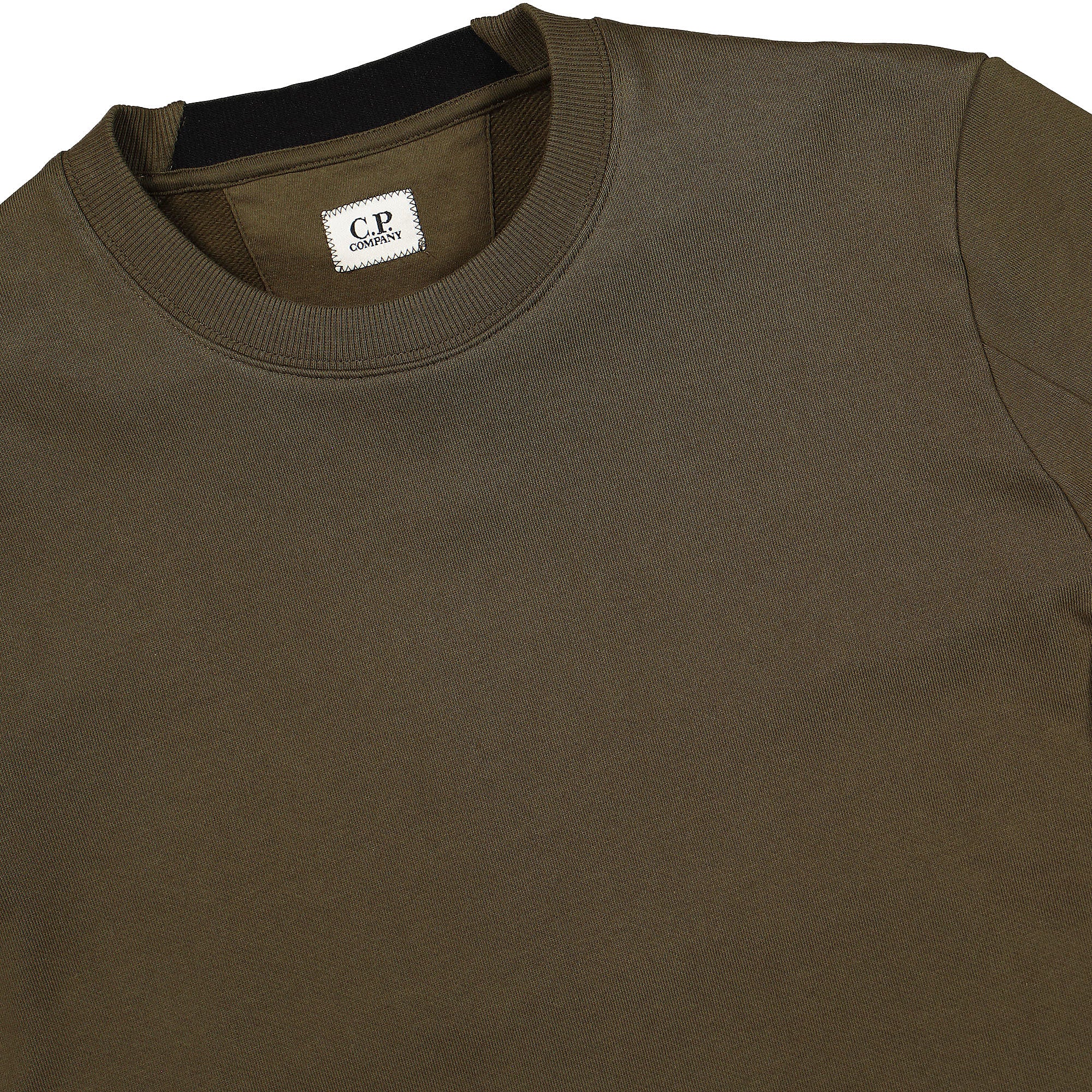 C.P. Company Diagonal Raised Fleece Crew Neck Sweatshirt Ivy Green Sweatshirts Close-up | Overkill