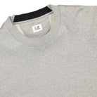 C.P. Company Diagonal Raised Fleece Crew Neck Sweatshirt Grey Melange Sweatshirts Close-up | Overkill