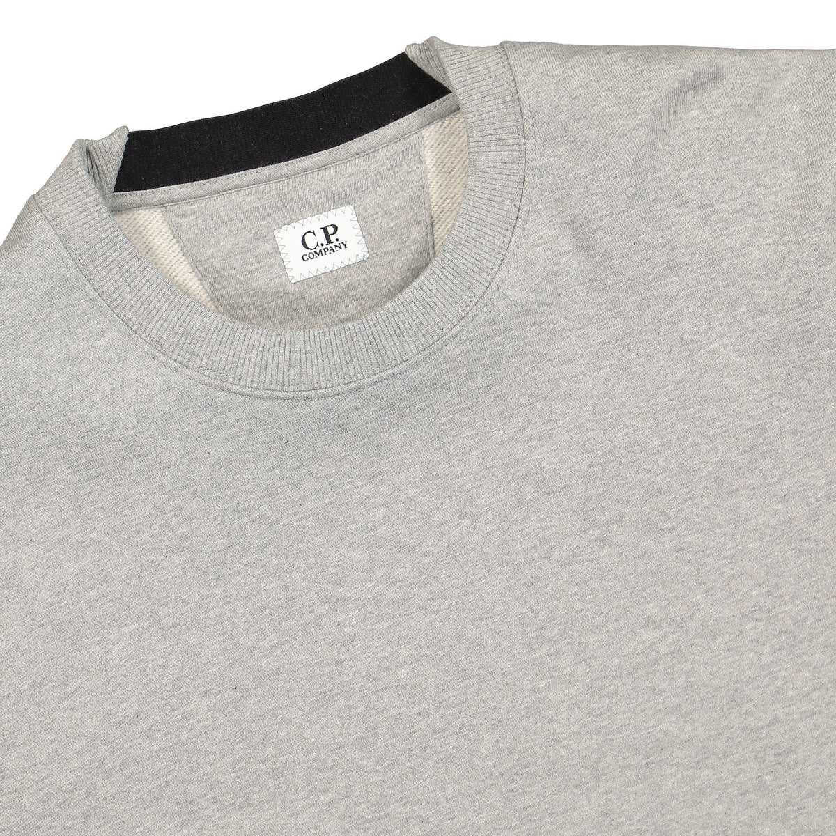 C.P. Company Diagonal Raised Fleece Crew Neck Sweatshirt Grey Melange Sweatshirts Close-up | Overkill
