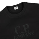 C.P. Company Diagonal Raised Fleece Logo Sweatshirt Black Sweatshirts Close-up | Overkill