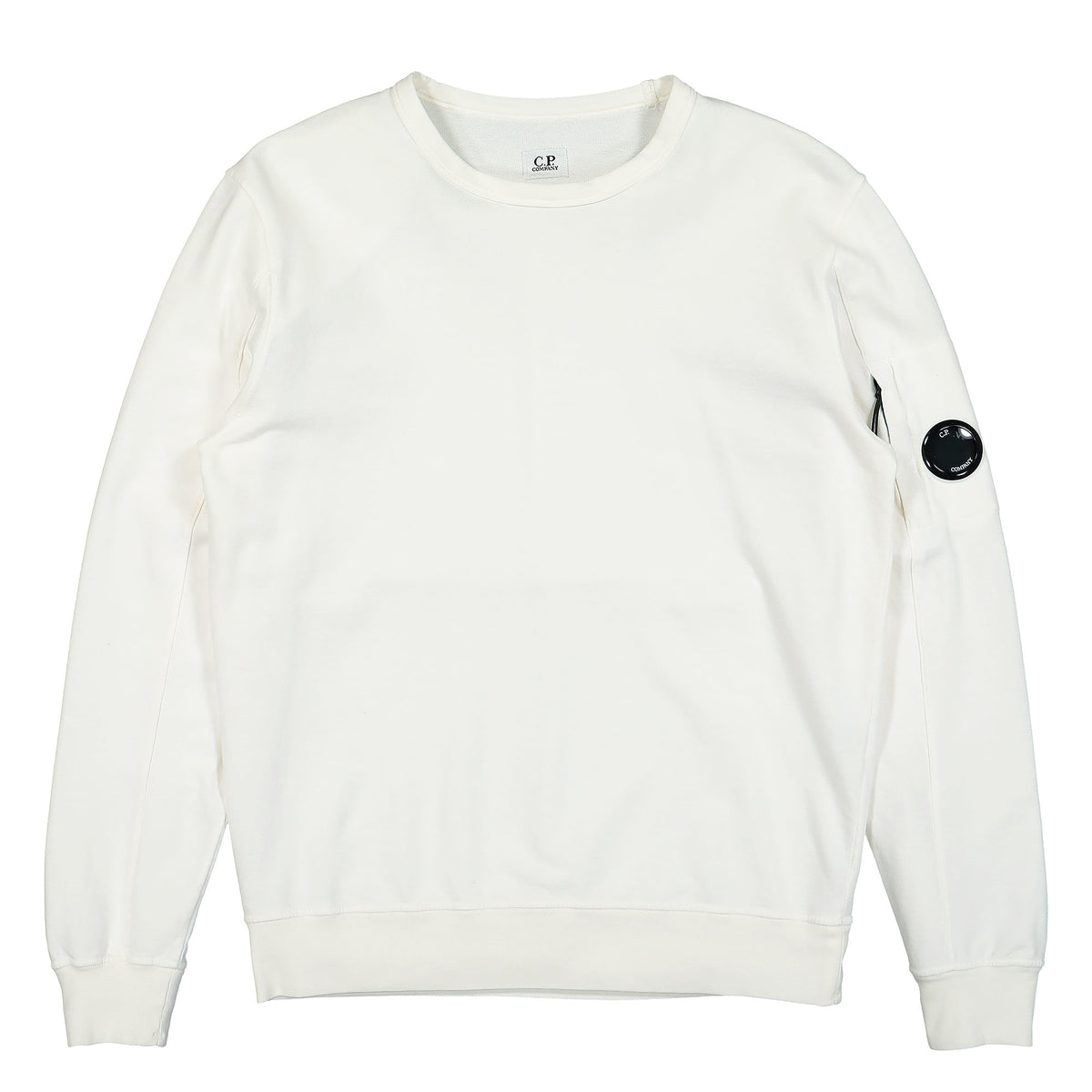C.P. Company Light Fleece Crew Neck Sweatshirt Gauze White Sweatshirts 12CMSS032A-002246G 103 | Overkill