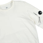 C.P. Company Light Fleece Crew Neck Sweatshirt Gauze White Sweatshirts Close-up | Overkill