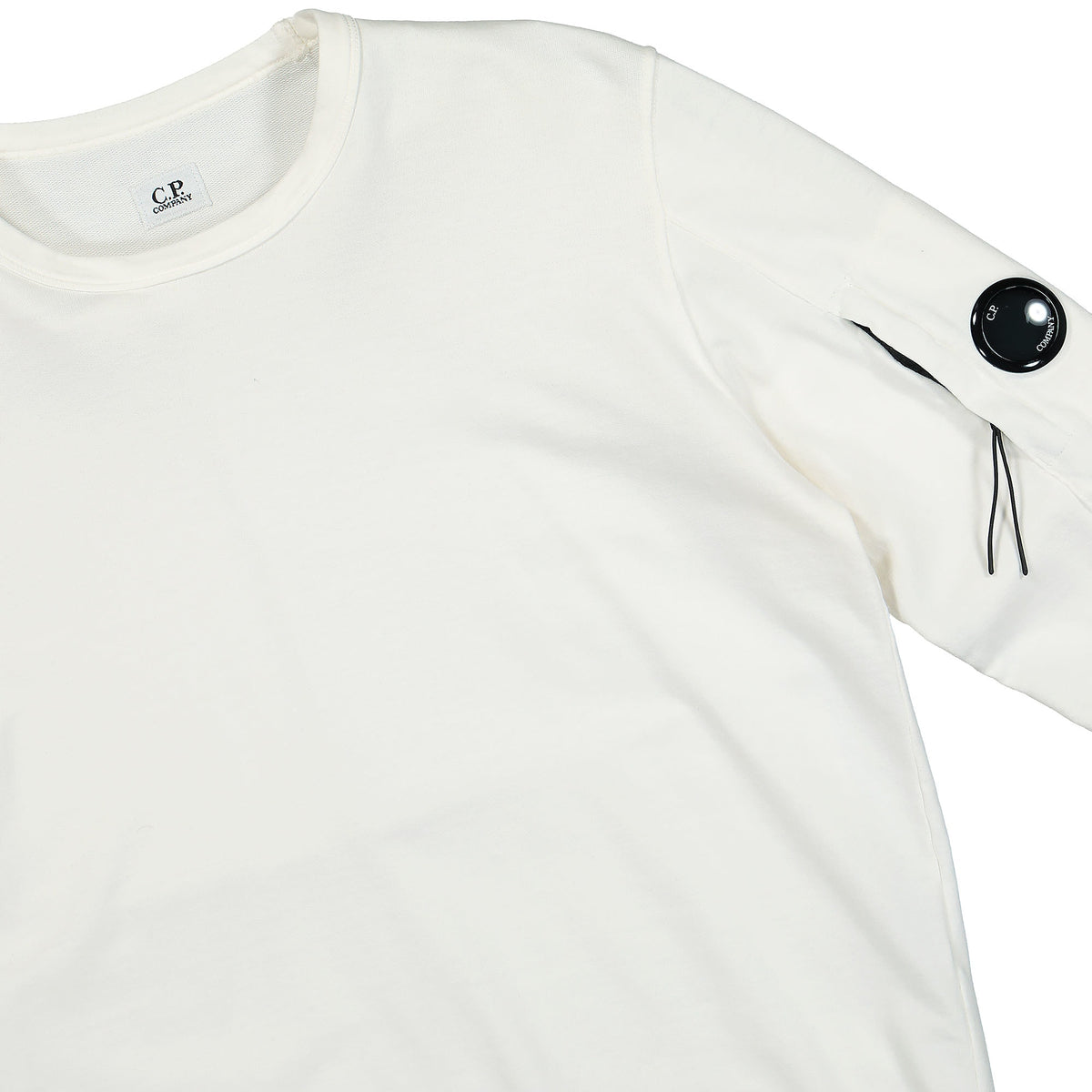 C.P. Company Light Fleece Crew Neck Sweatshirt Gauze White Sweatshirts Close-up | Overkill