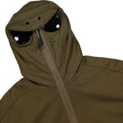 C.P. Company Diagonal Raised Fleece Split Goggle Hoodie Ivy Green Hoodies Detail view 1 | Overkill