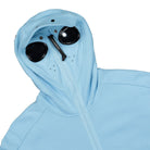 C.P. Company Diagonal Raised Fleece Split Goggle Hoodie Sky Blue Hoodies Detailfoto | Overkill