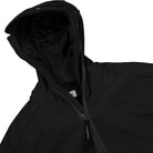 C.P. Company Diagonal Raised Fleece Split Goggle Hoodie Black Hoodies Close-up | Overkill