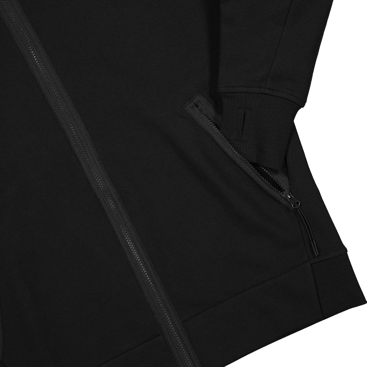 C.P. Company Diagonal Raised Fleece Split Goggle Hoodie Black Hoodies Detail view 2 | Overkill