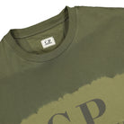 C.P. Company 24/1 Jersey Tie-Dye Logo T-Shirt Burnt Olive T-Shirts Close-up | Overkill