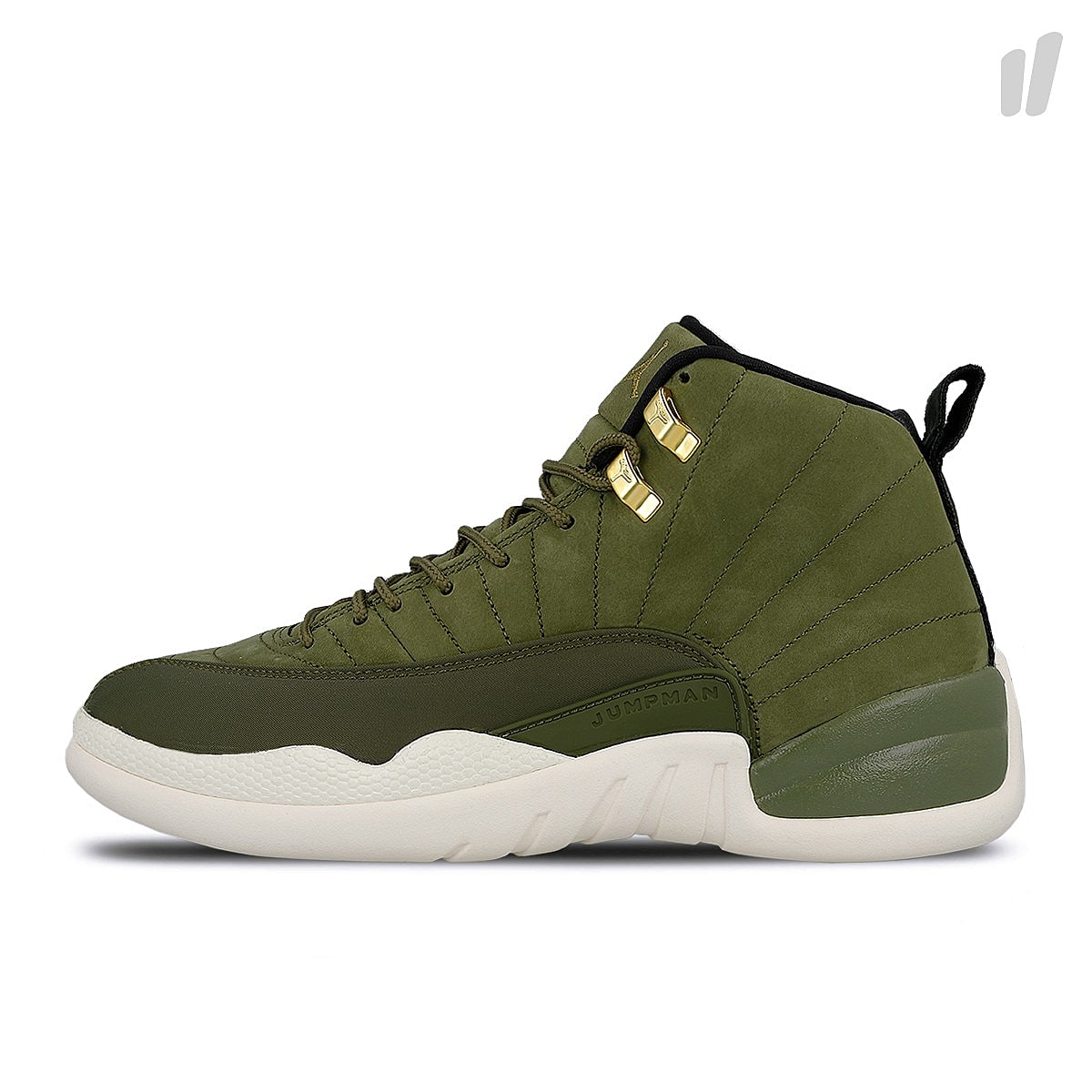 Jordan Air Jordan 12 Retro Olive Canvas / Metallic Gold - Black - Sail Mid Top Sneakers 130690 301 | Overkill