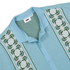 Obey Monument Button-Up Polo SS Sky Blue Multi Polo Shirts Close-up | Overkill
