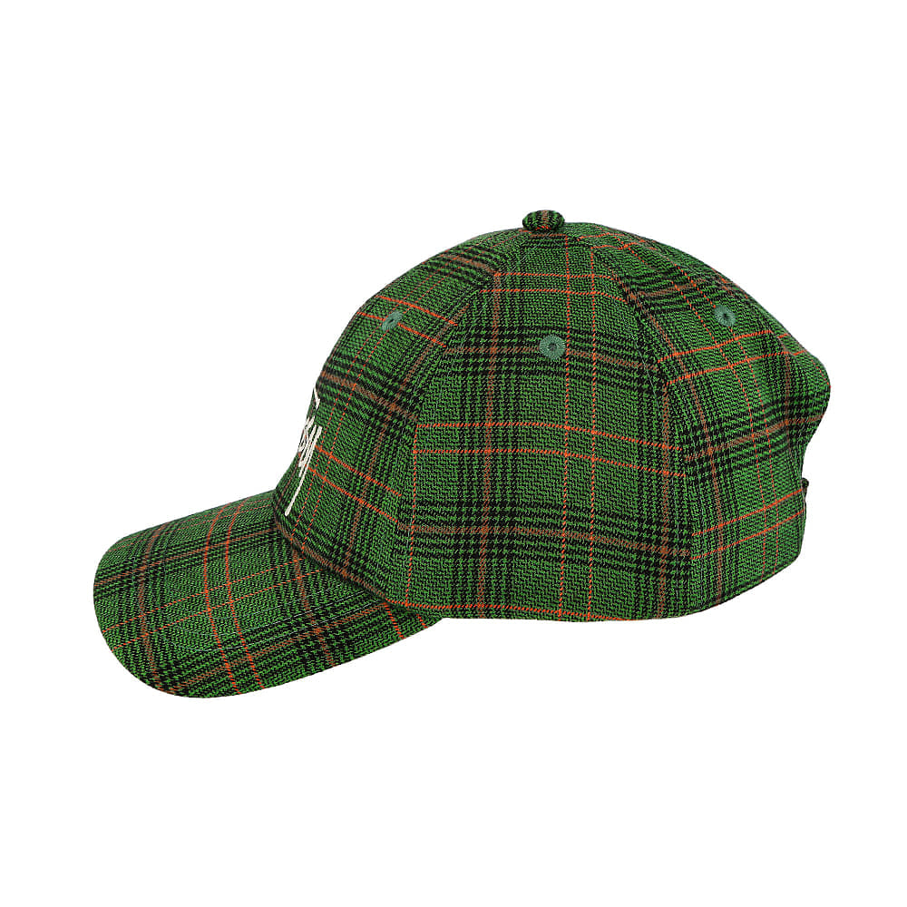 Stussy Big Logo Plaid Low Pro Cap Green Caps  Material | Overkill