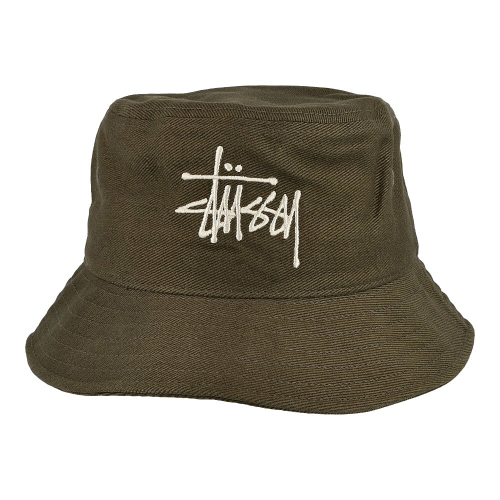 Stussy Big Logo Twill Bucket Hat Olive Bucket Hats Detailfoto | Overkill