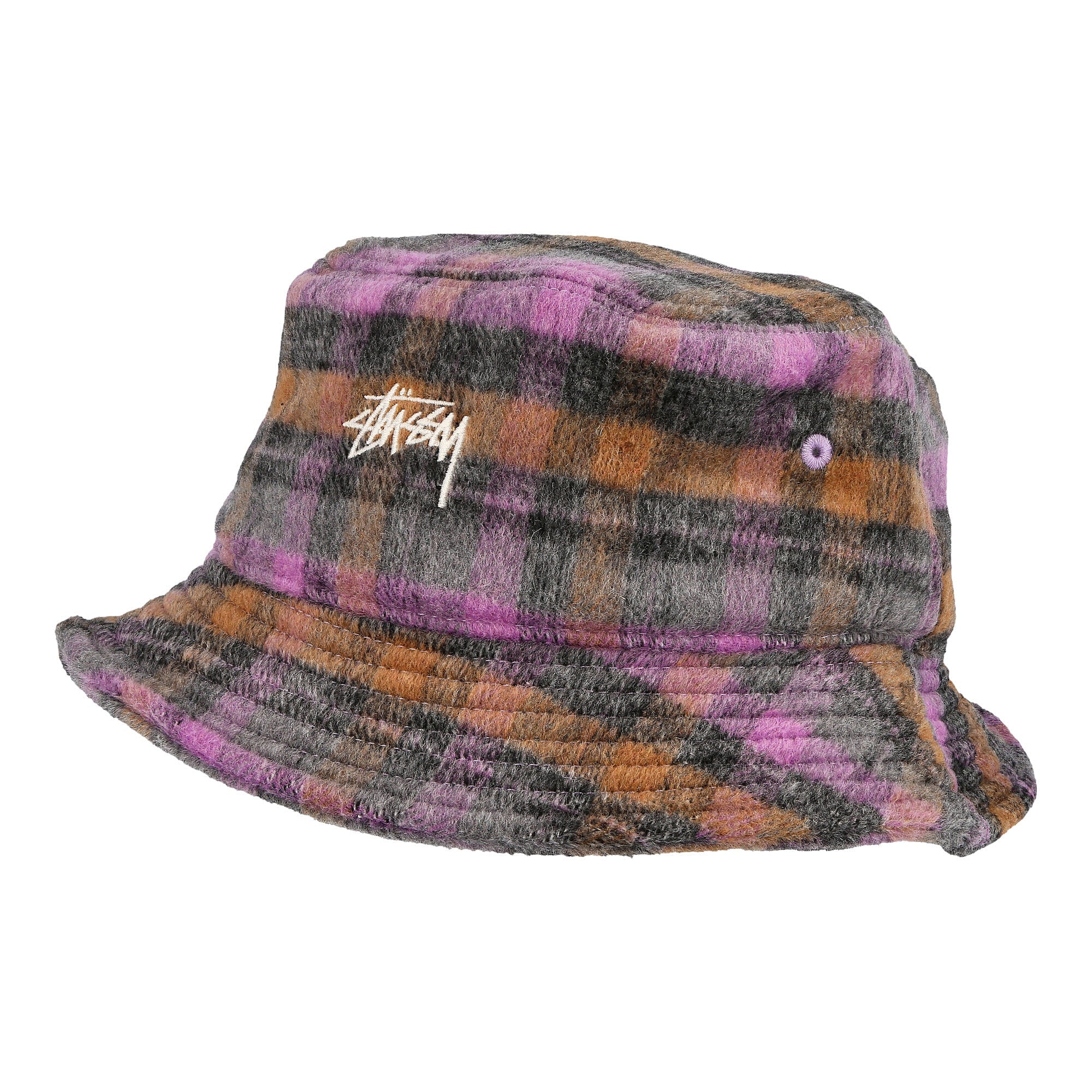 Stussy Brushed Plaid Bucket Hat Purple Bucket Hats 1321084 / 0809 | Overkill