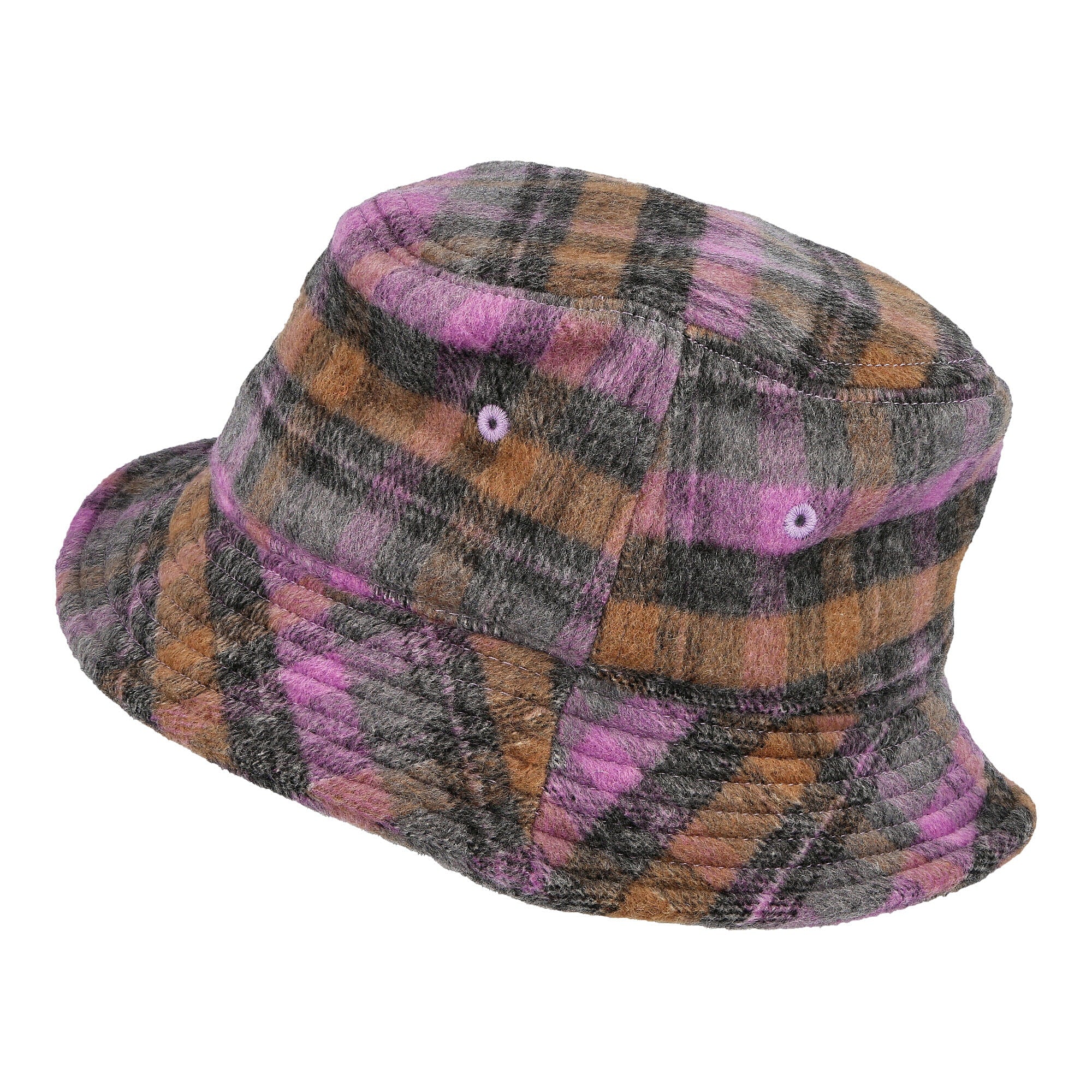 Stussy Brushed Plaid Bucket Hat Purple Bucket Hats  Material | Overkill