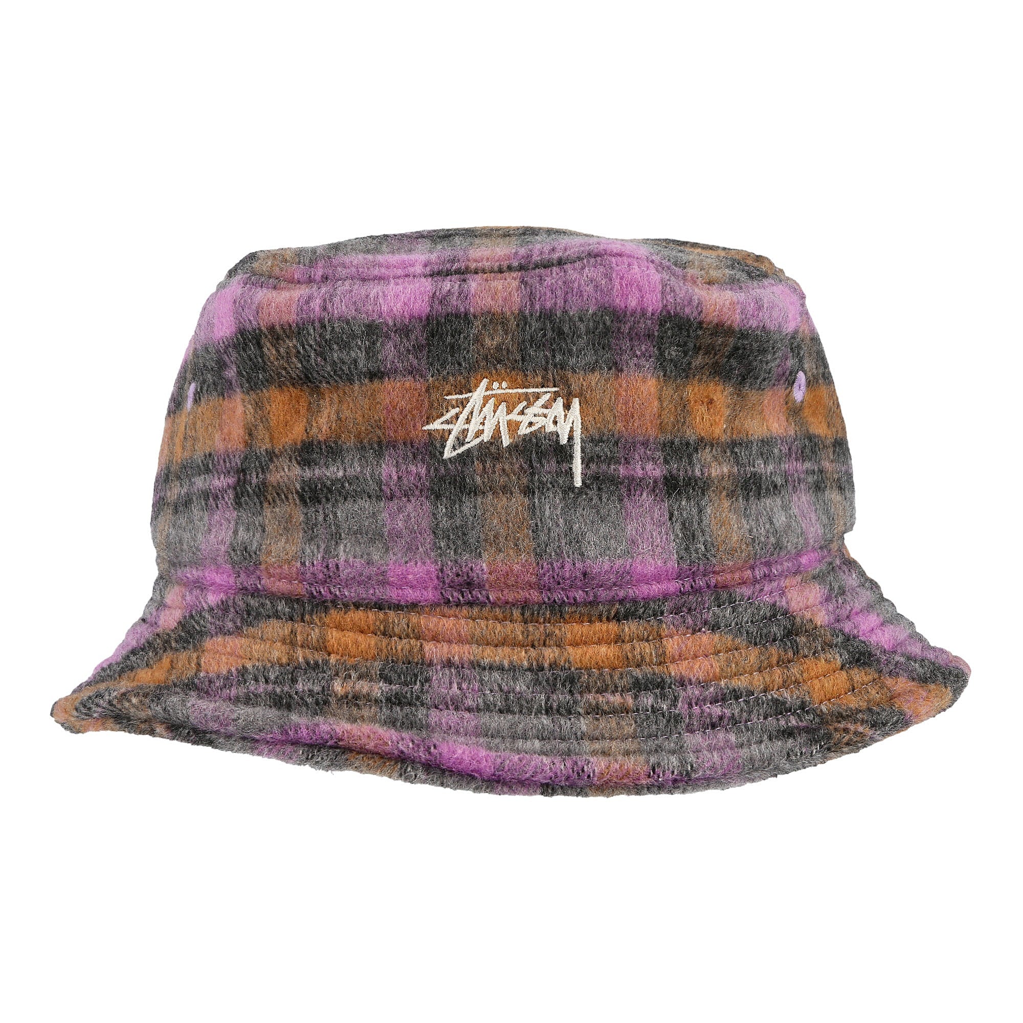 Stussy Brushed Plaid Bucket Hat Purple Bucket Hats Detailfoto | Overkill