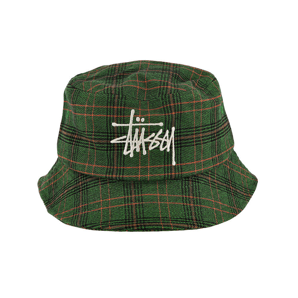 Stussy Logo Plaid Bucket Hat Green Bucket Hats  Material | Overkill