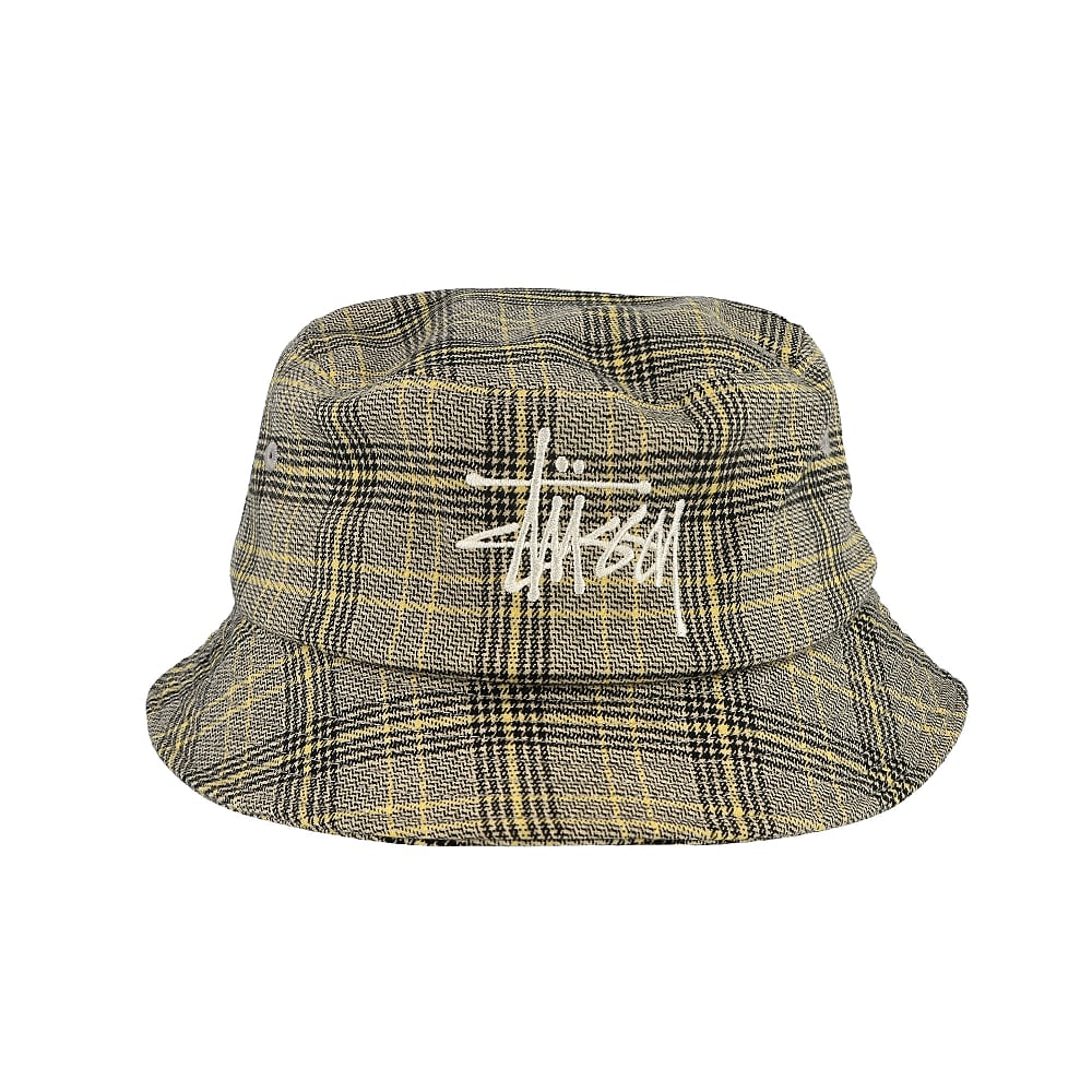 Stussy Big Logo Plaid Bucket Hat Off White Bucket Hats  Material | Overkill