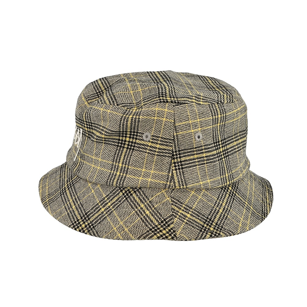 Stussy Big Logo Plaid Bucket Hat Off White Bucket Hats Close-up | Overkill