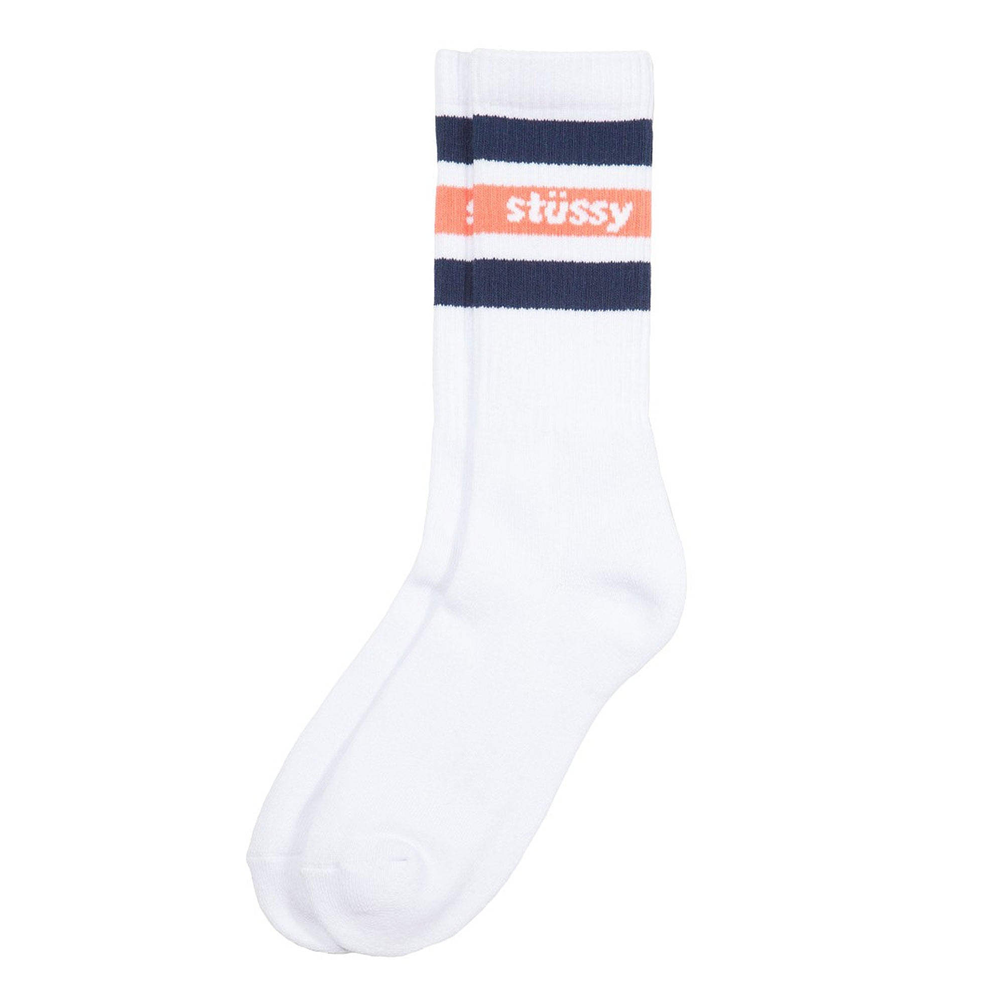 Stussy Stripe Crew Socks White / Orange Socks 138655 / 1802 | Overkill