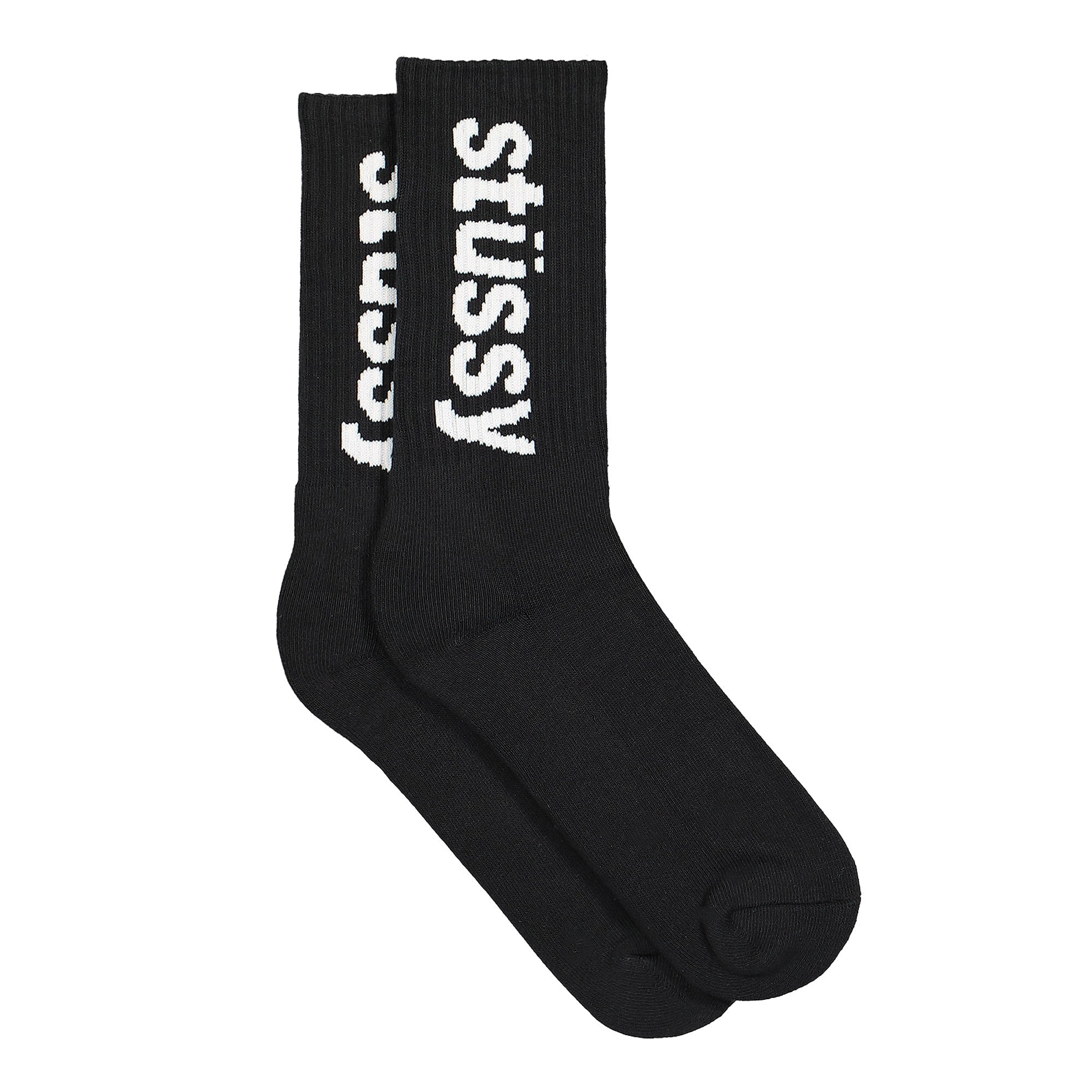 Stussy Helvetica Jacquard Crew Socks Black Socks Material | Overkill