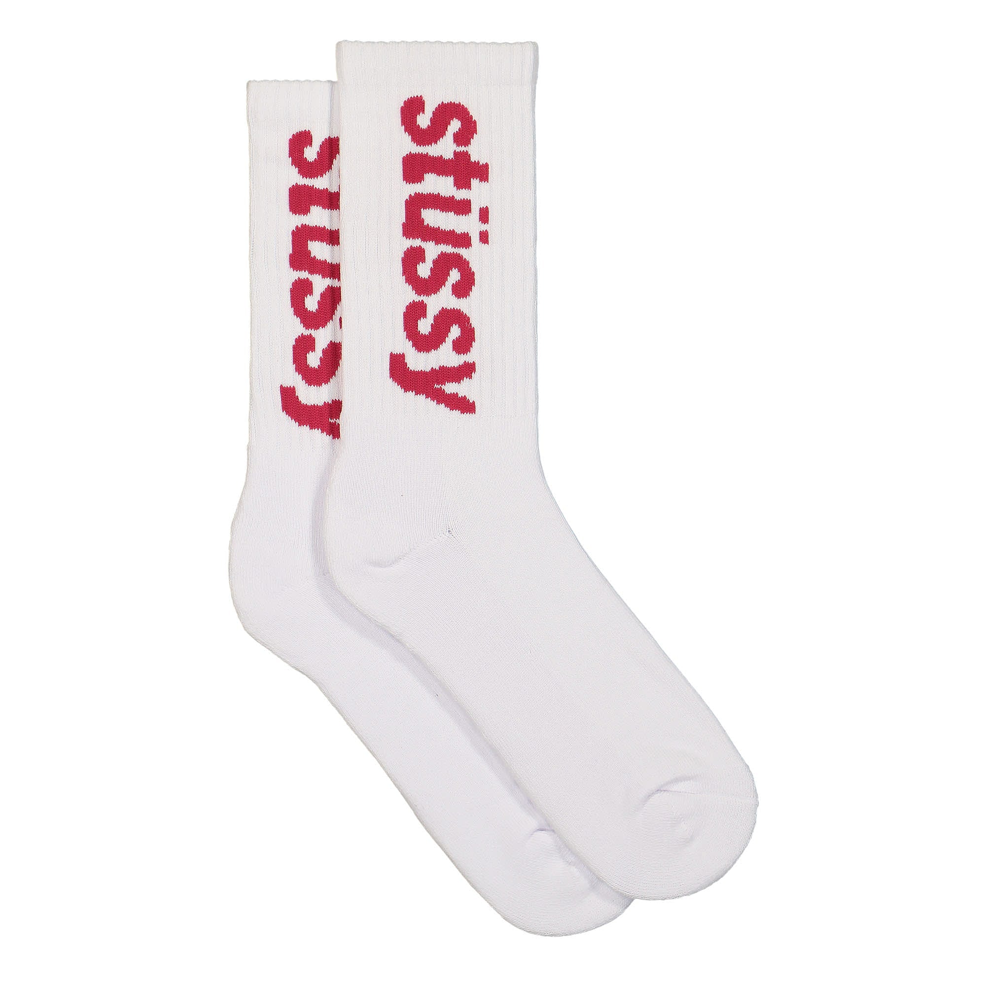 Stussy Helvetica Jacquard Crew Socks Hot Pink Socks Material | Overkill