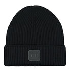 C.P. Company Extra Fine Merino Wool Logo Beanie Black Beanies 13CMAC121A-005509A 999 | Overkill