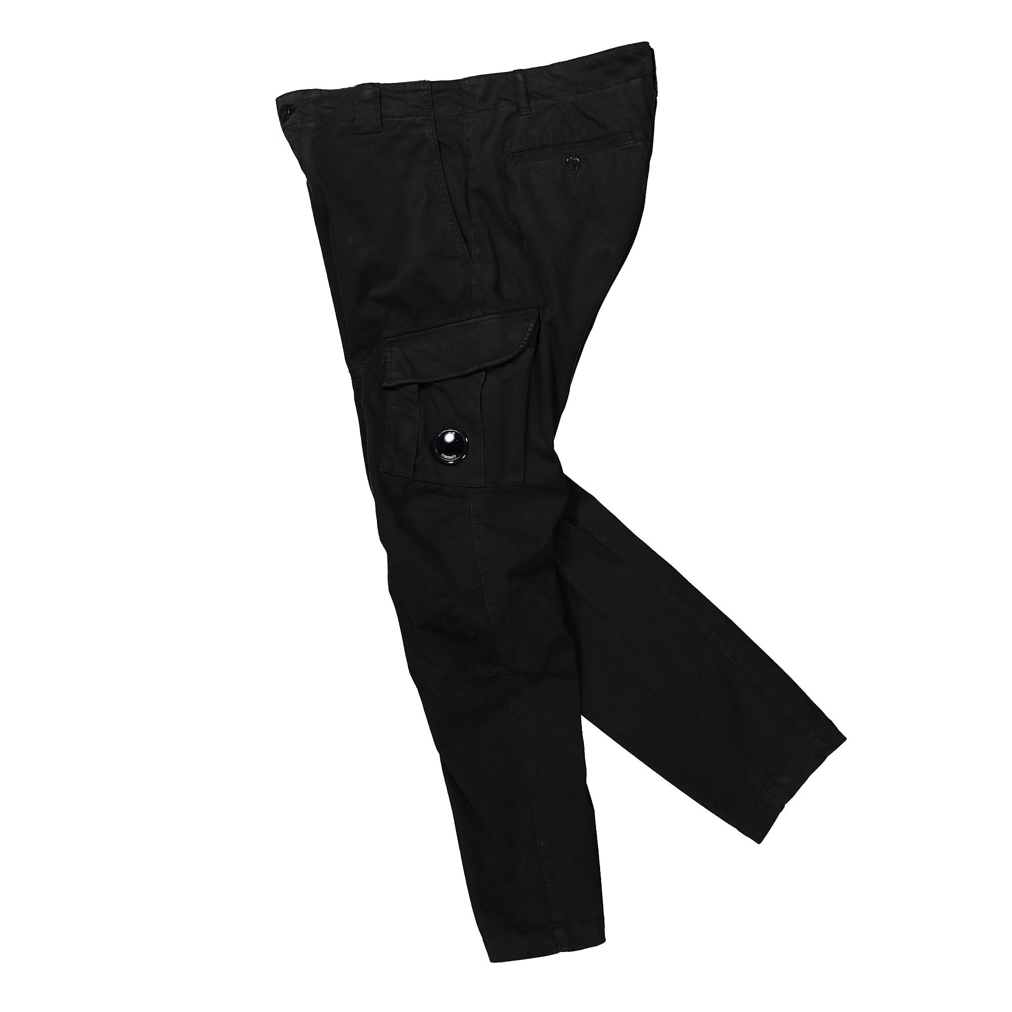 C.P. Company Stretch Sateen Cargo Pants Black Cargo Pants Close-up | Overkill