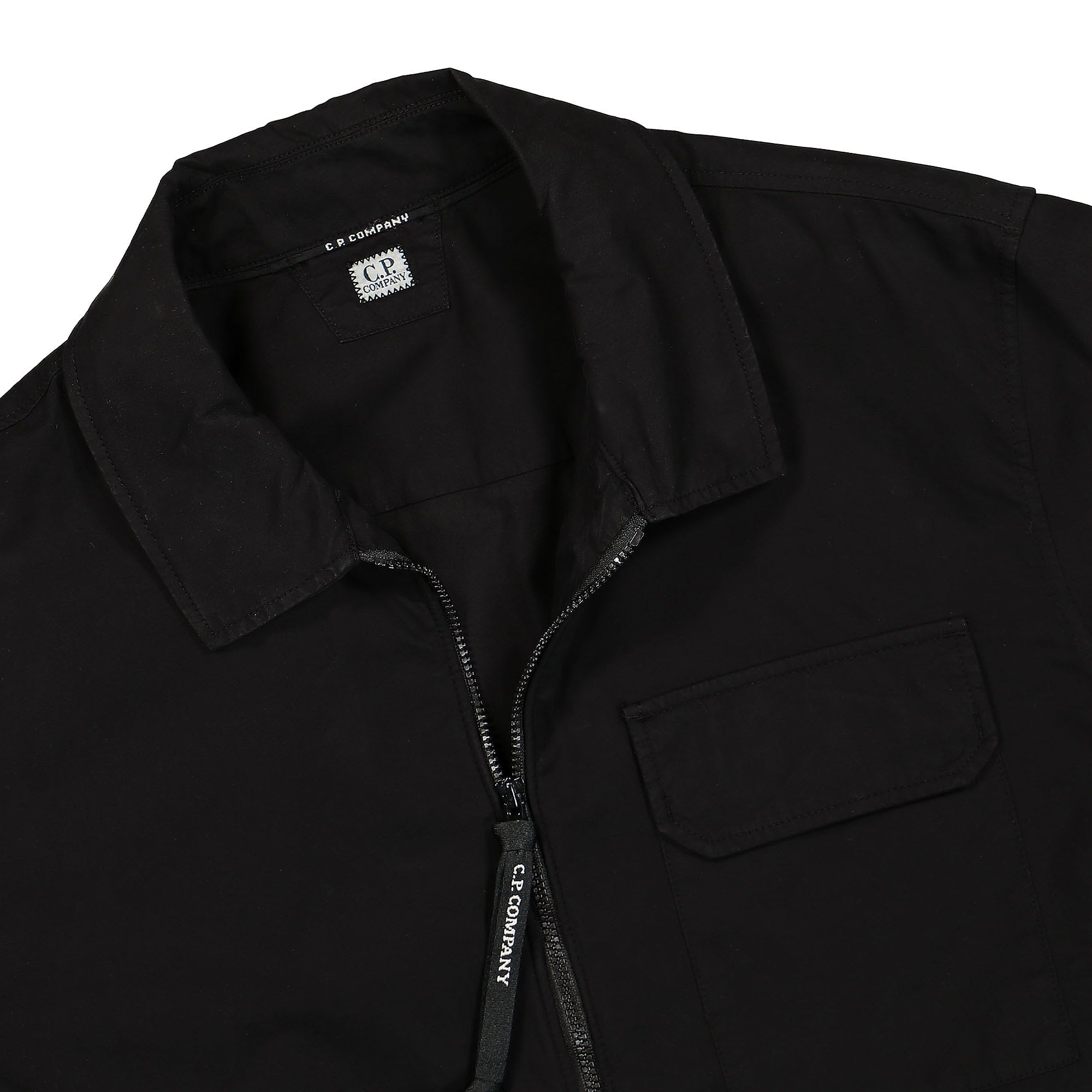 C.P. Company Gabardine Longsleeve Zip Shirt Black Shirts Close-up | Overkill