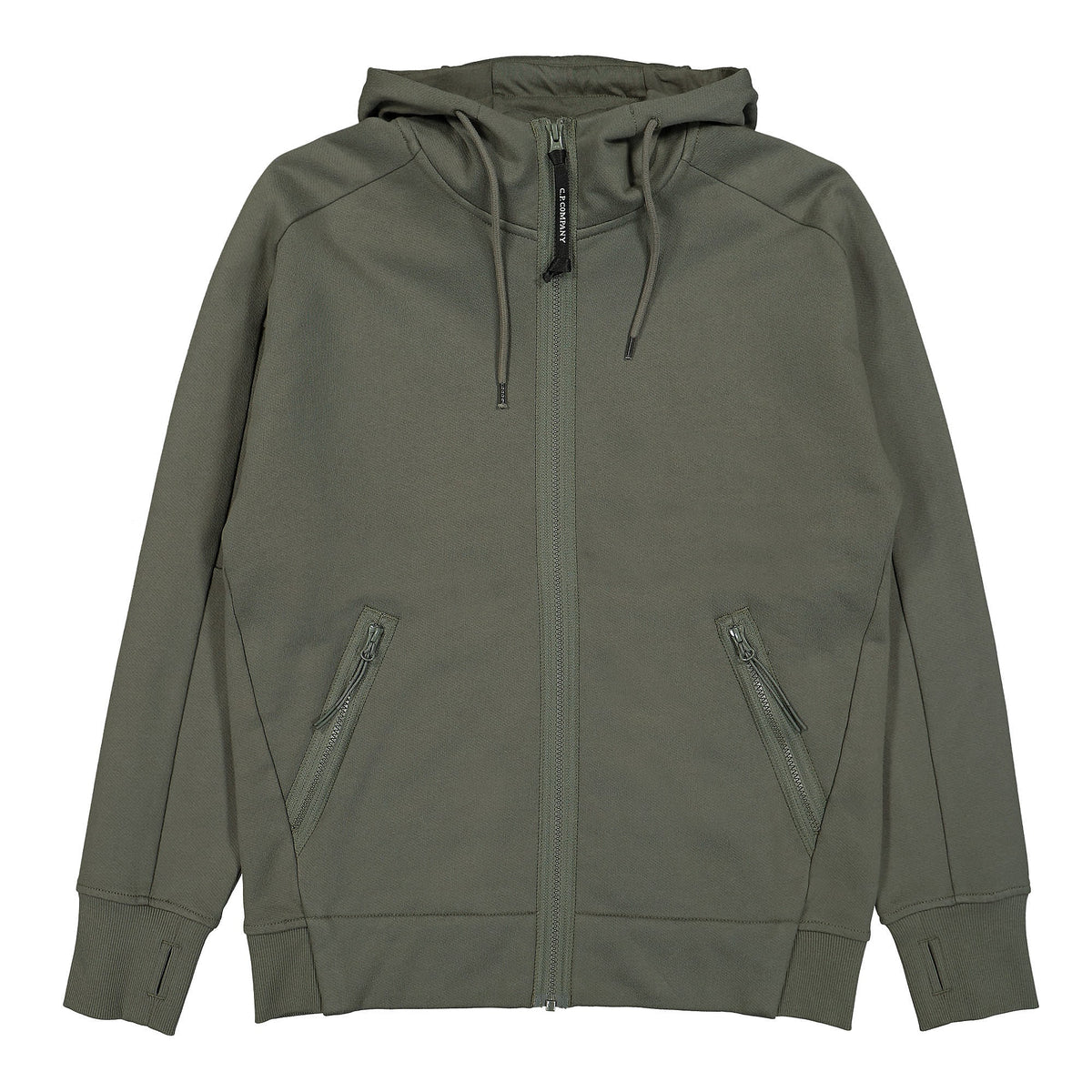 C.P. Company Diagonal Raised Fleece Goggle Hoodie Thyme Hoodies 13CMSS082A-005086W 669 | Overkill