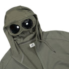 C.P. Company Diagonal Raised Fleece Goggle Hoodie Thyme Hoodies Close-up | Overkill