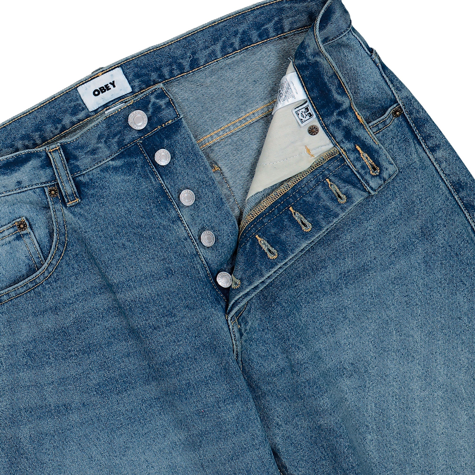 Obey Boxcar Straight Leg Denim Heavy Vintage Indigo Jeans 142010119 Detail View 1 | Overkill
