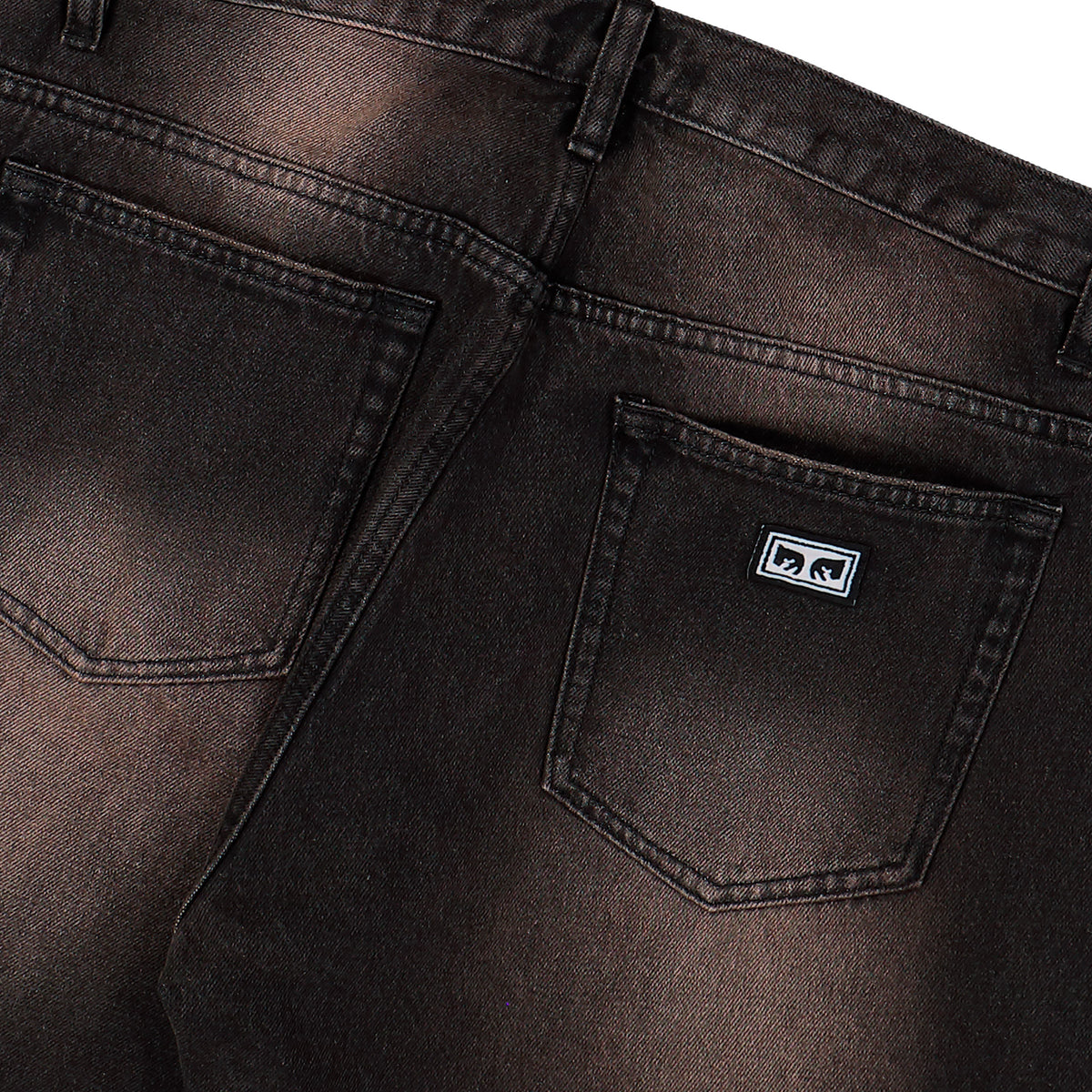 Obey Studded Boxcar Straight Leg DM Black Rust Wash Jeans 142010121-BRU Detail View 2 | Overkill
