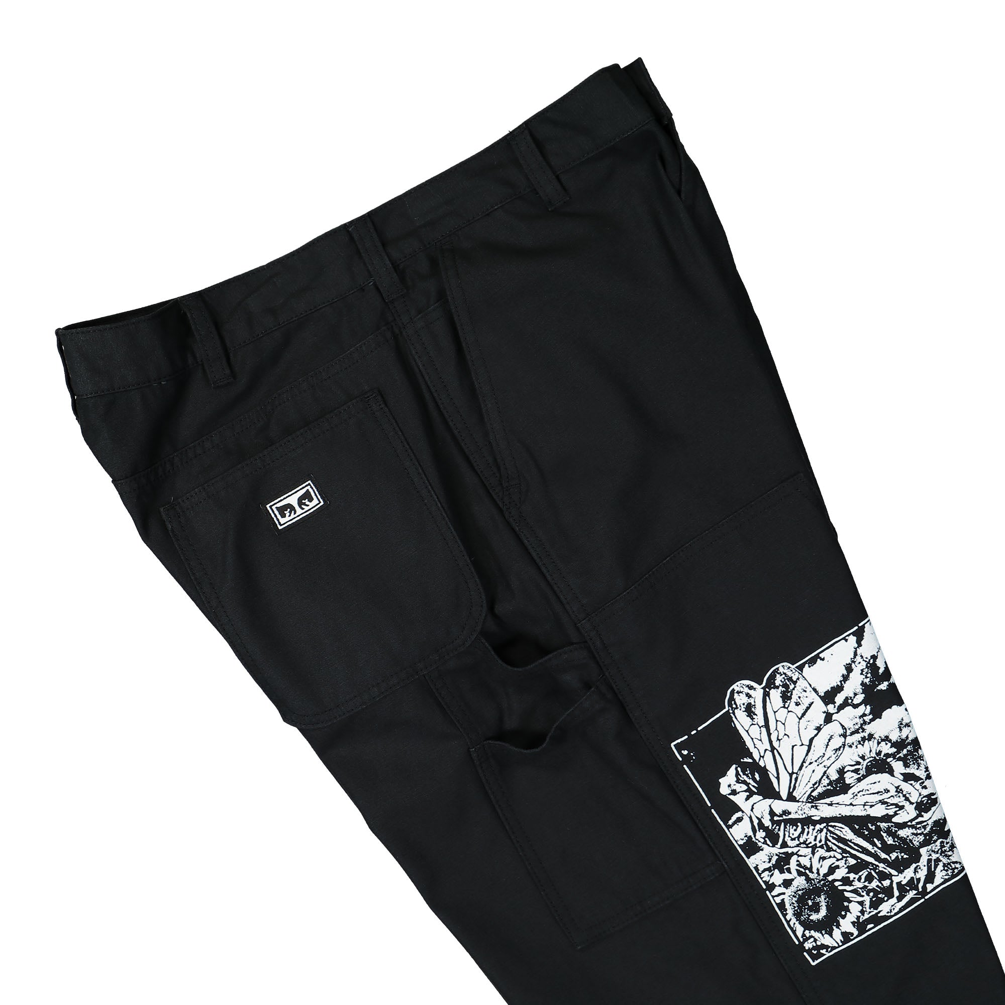 Obey Big Timer Twill Printed Carpen Pant Digital Black Sweat & Track Pants Detail view 2 | Overkill