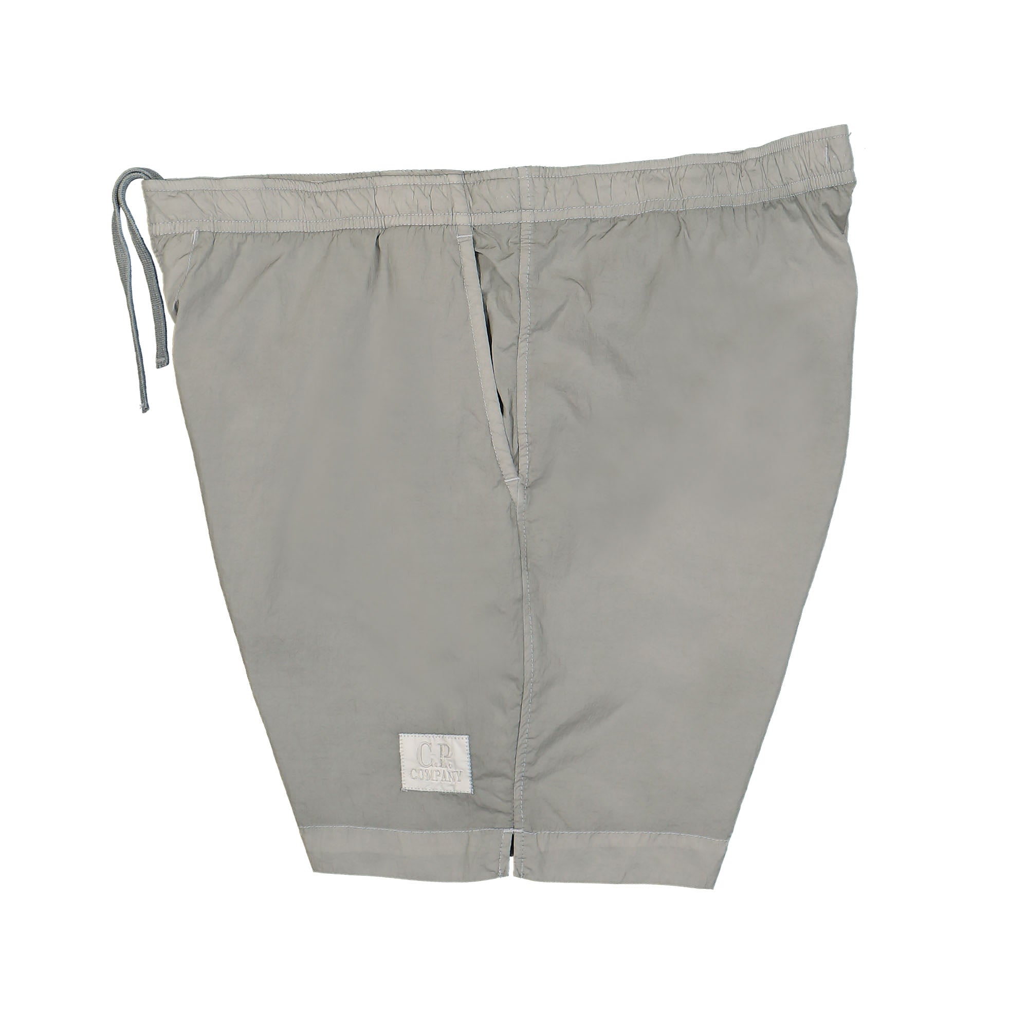 C.P. Company Eco-Chrome Swim Shorts Flint Grey Swimwear Close-up | Overkill