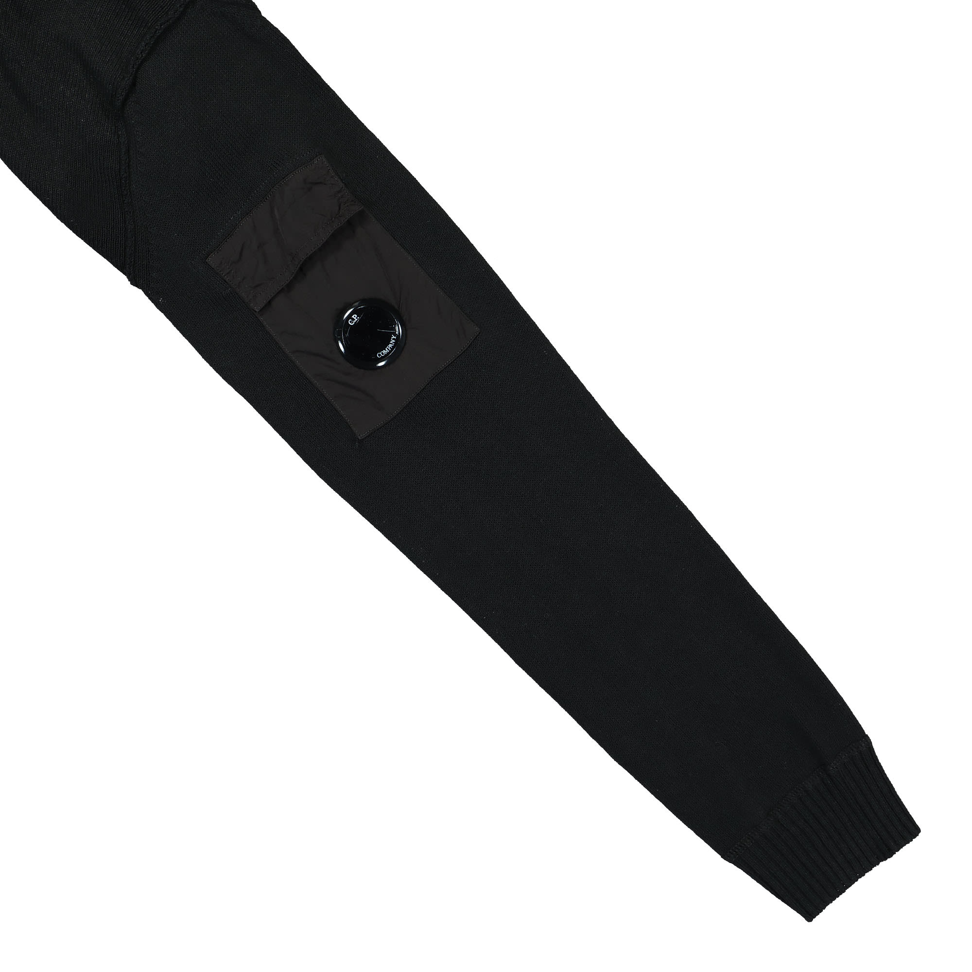 C.P. Company Cotton Mixed Zipped Knit Black Sweatshirts Detail view 1 | Overkill