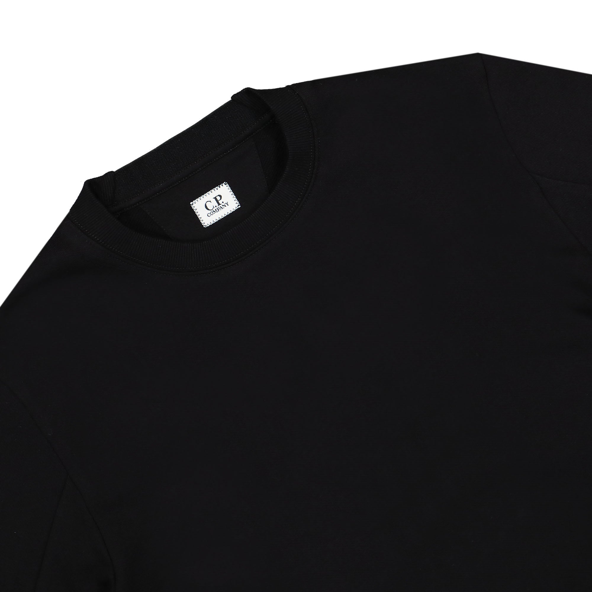 C.P. Company Diagonal Raised Fleece Back Logo Sweatshirt Black Sweatshirts Close-up | Overkill