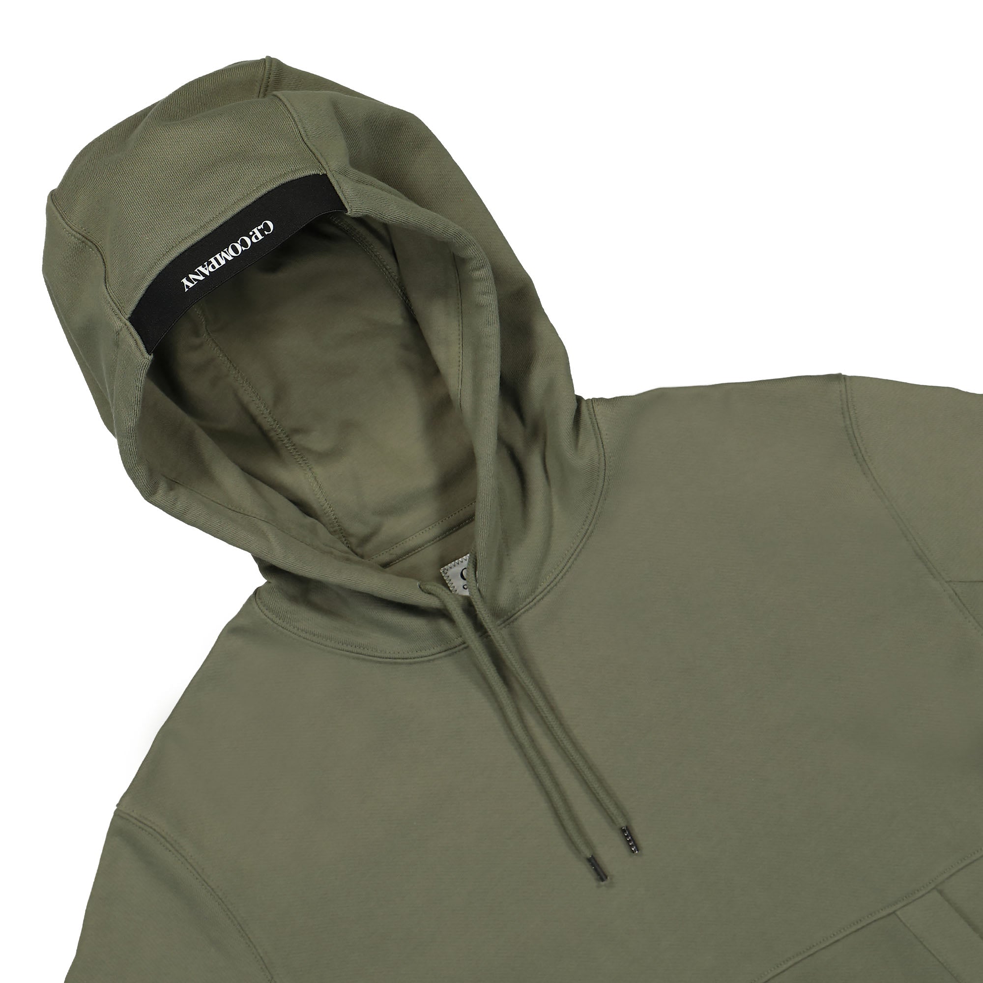 C.P. Company Diagonal Raised Fleece Pullover Hoodie Bronze Green Hoodies Close-up | Overkill