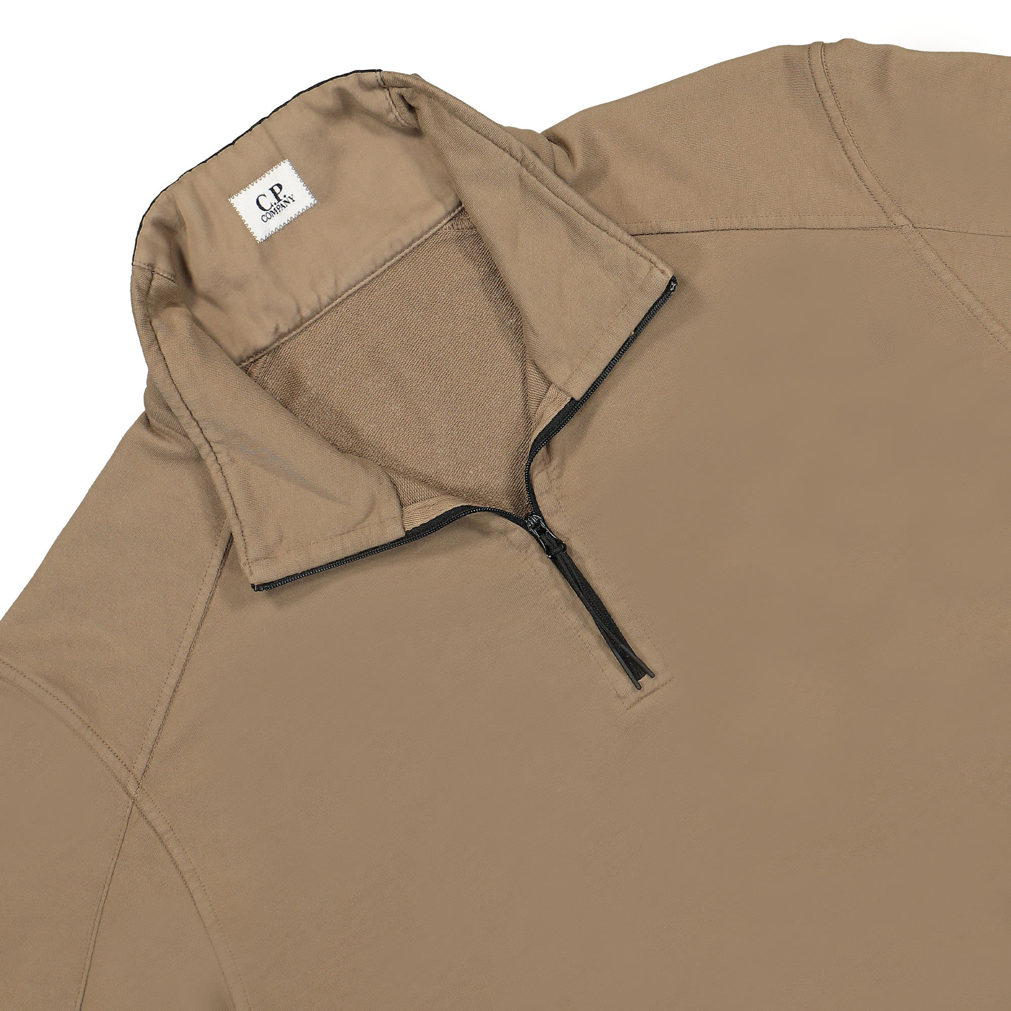 C.P. Company Light Fleece Quarter Zipped Sweatshirt Lead Gray Sweatshirts Close-up | Overkill