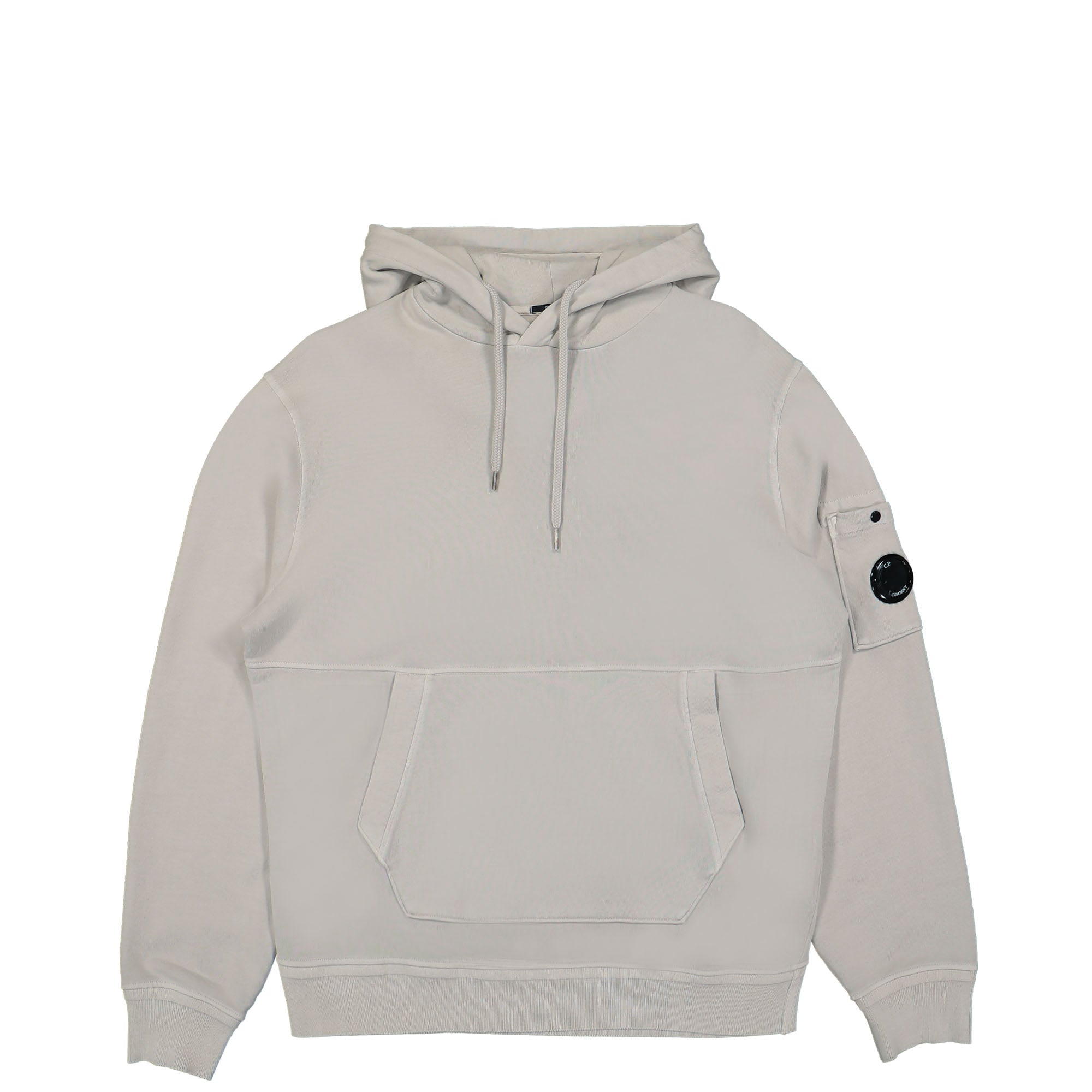 C.P. Company Cotton Fleece Logo Hoodie Flint Grey Hoodies 14CMSS137A-005398R 936 | Overkill