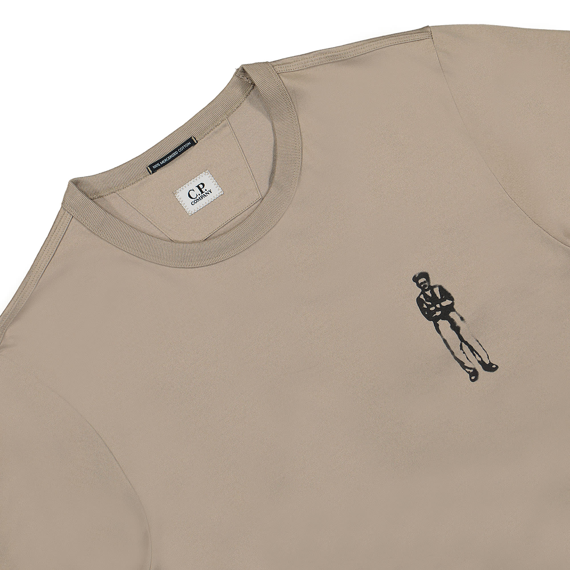 C.P. Company Mercerized Jersey 30/2 Graphic T-Shirt Cobblestone T-Shirts Material | Overkill