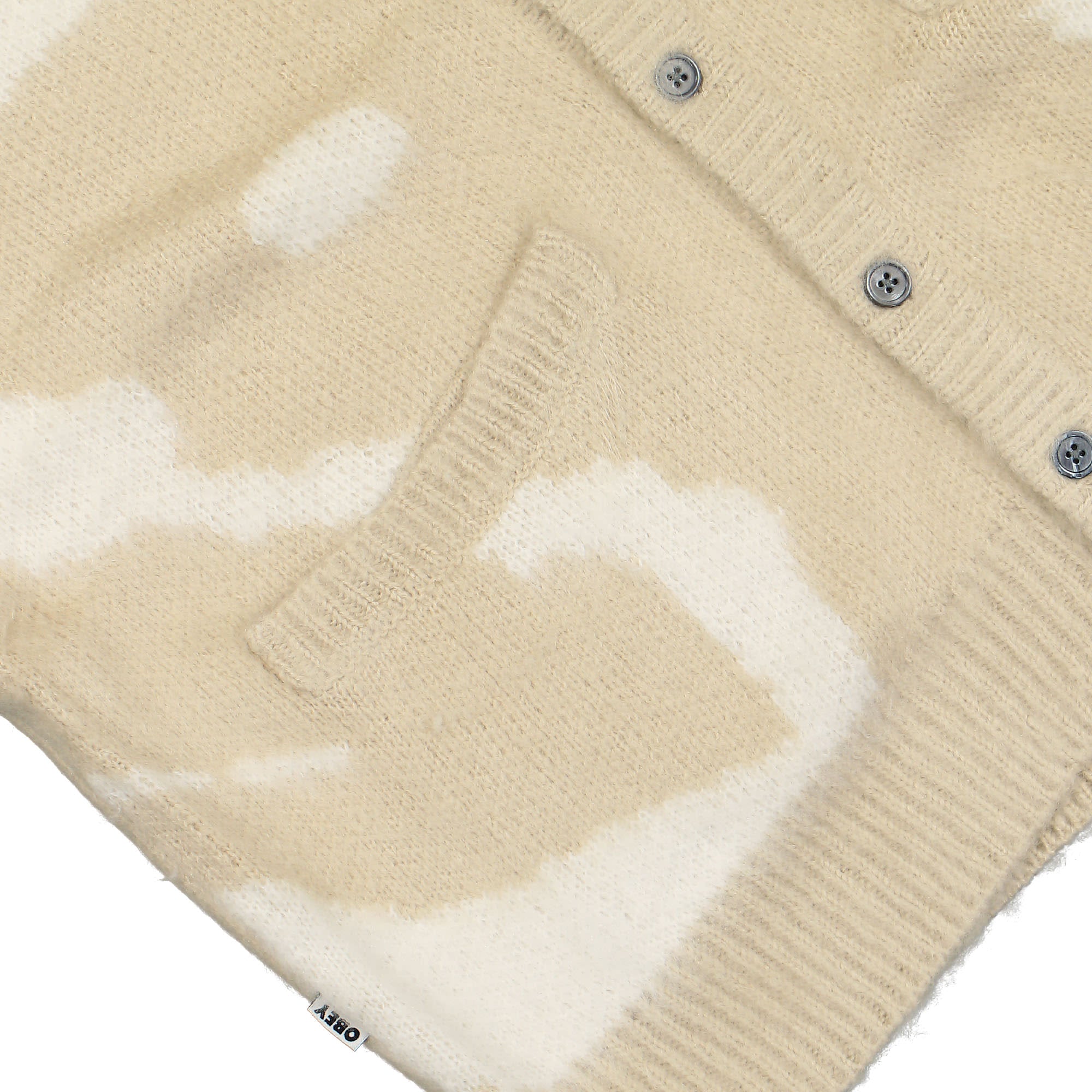 Obey Luka Splatter Cardigan Silver Grey Multi Cardigans Detail view 1 | Overkill