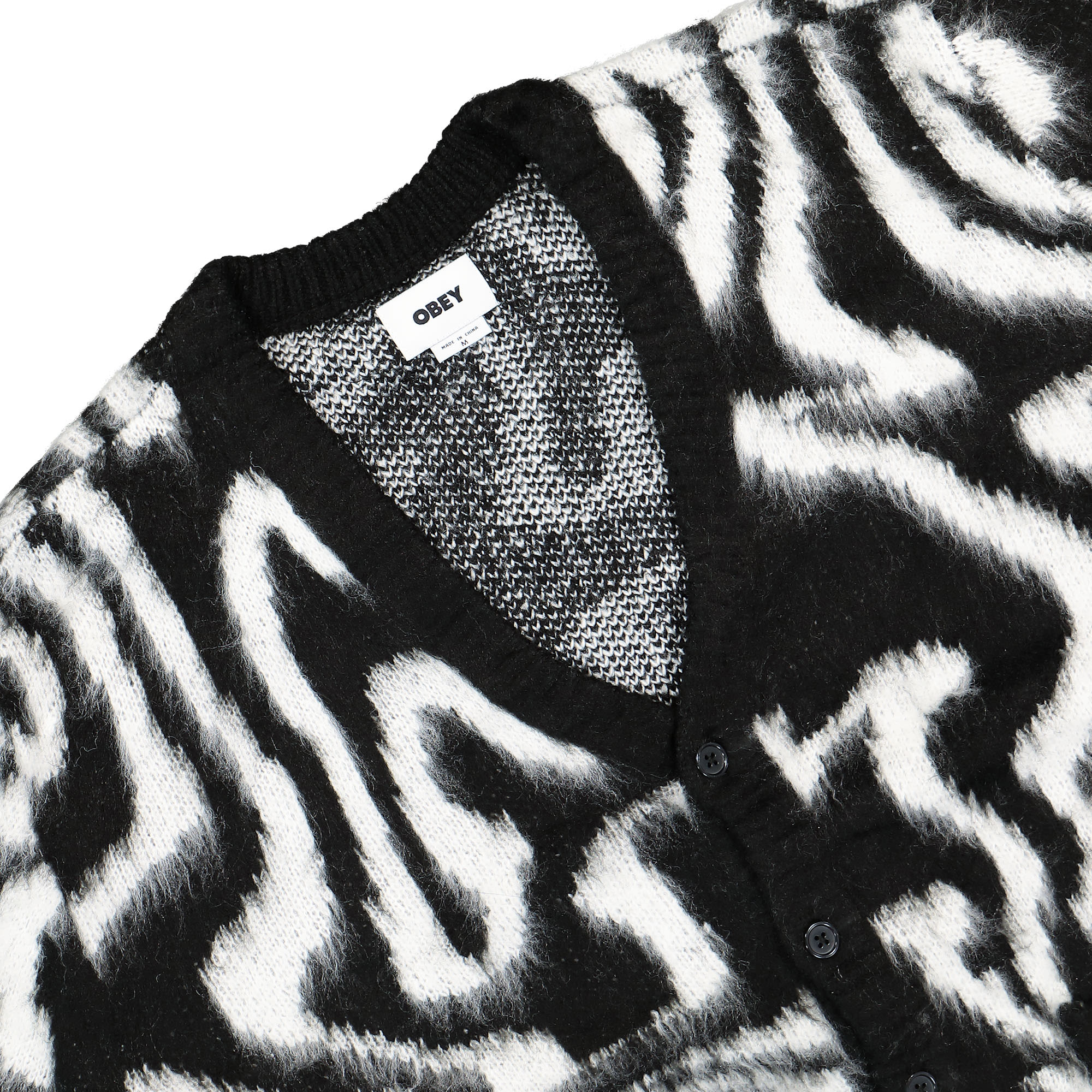 Obey Pally Cardigan Black Multi Cardigans Close-up | Overkill