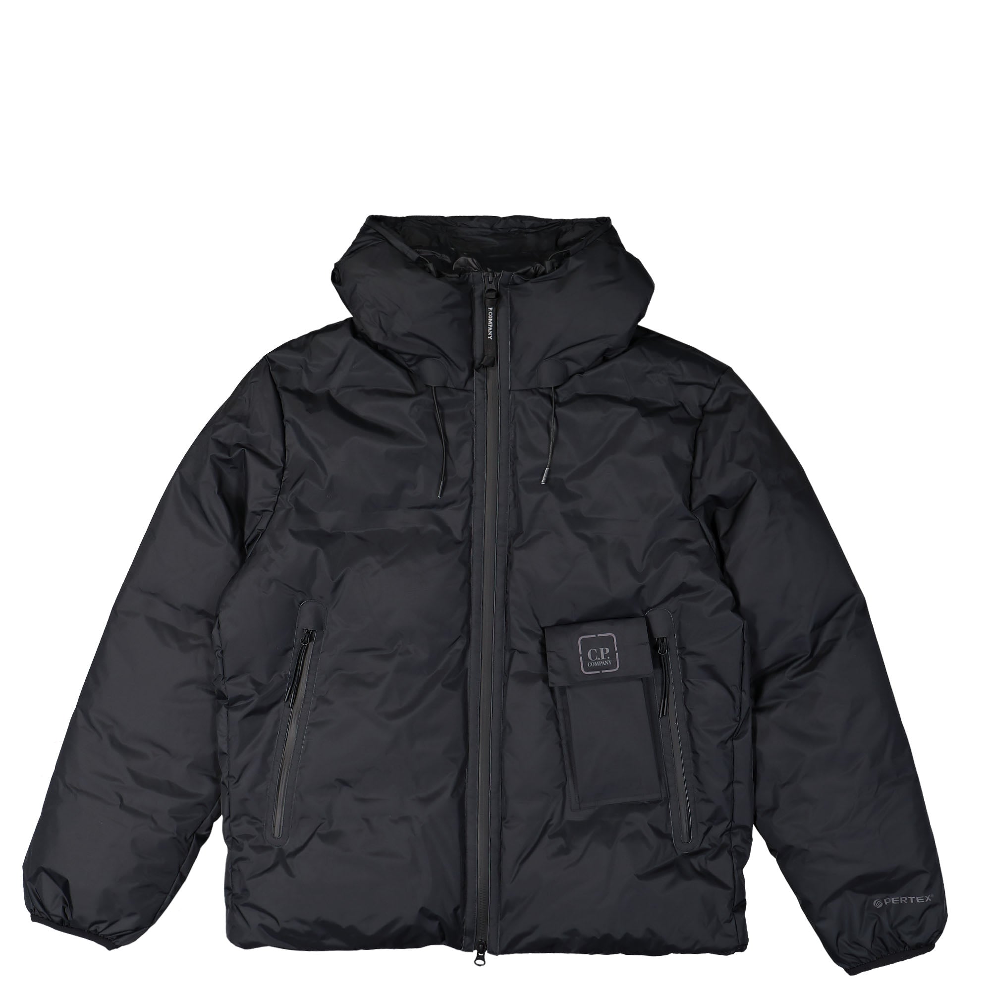 C.P. Company Metropolis Series Baffled Hooded Down Jacket Black Puffer Jackets 15CLOW015A-006577A 999 | Overkill
